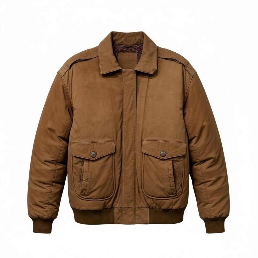 Vintage 90s Mixed Blues Men's Brown Bomber Jacket